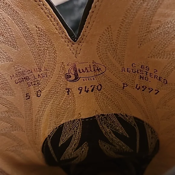 JUSTIN‎ Lizard Leather Western Sz 5 C Womens Brown Black Womens Boots 9470 - Picture 7 of 10